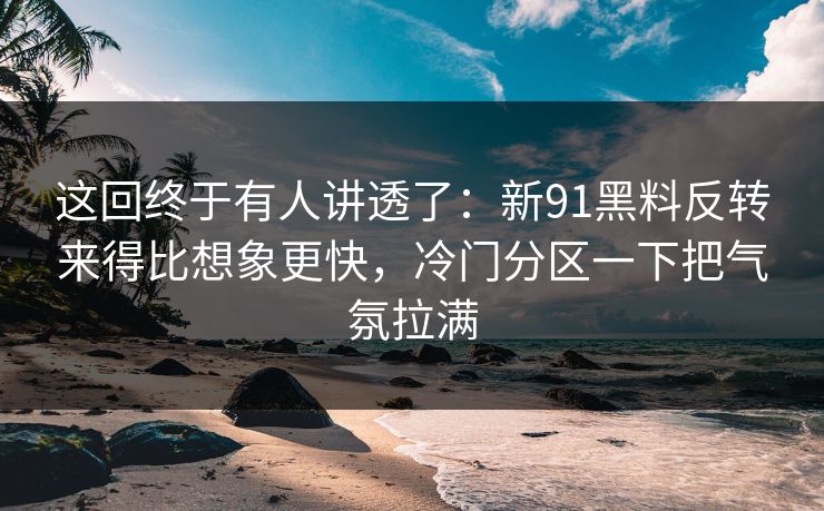 这回终于有人讲透了：新91黑料反转来得比想象更快，冷门分区一下把气氛拉满